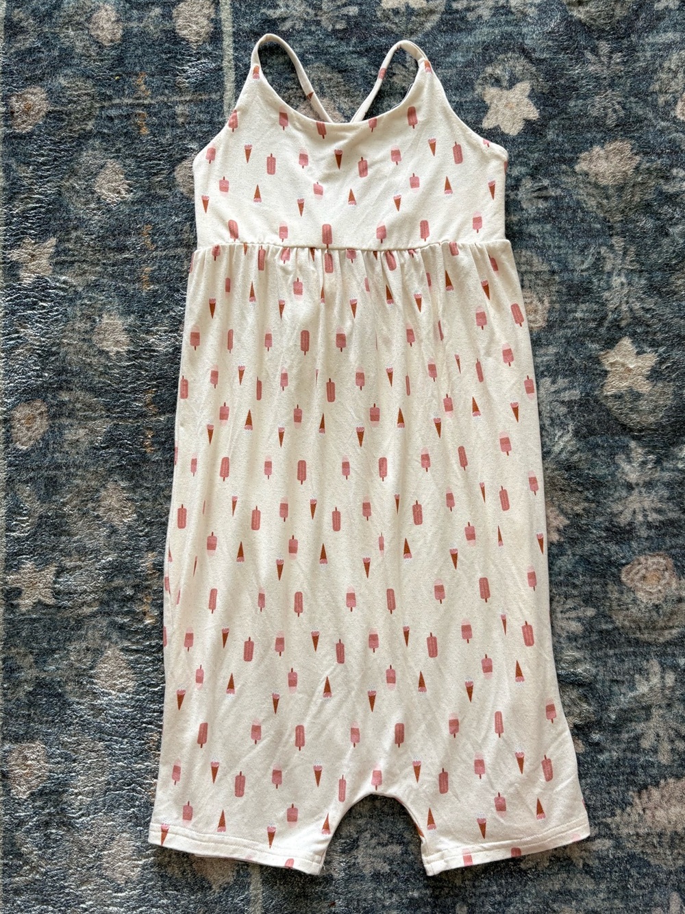 Babysprouts Ice Cream Summer Treats Print Bamboo Tie Back Romper Size 6T